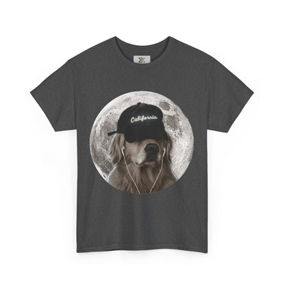 Dog Moon Tee — Golden Retriever Wearing 'California' Cap Graphic T-Shirt