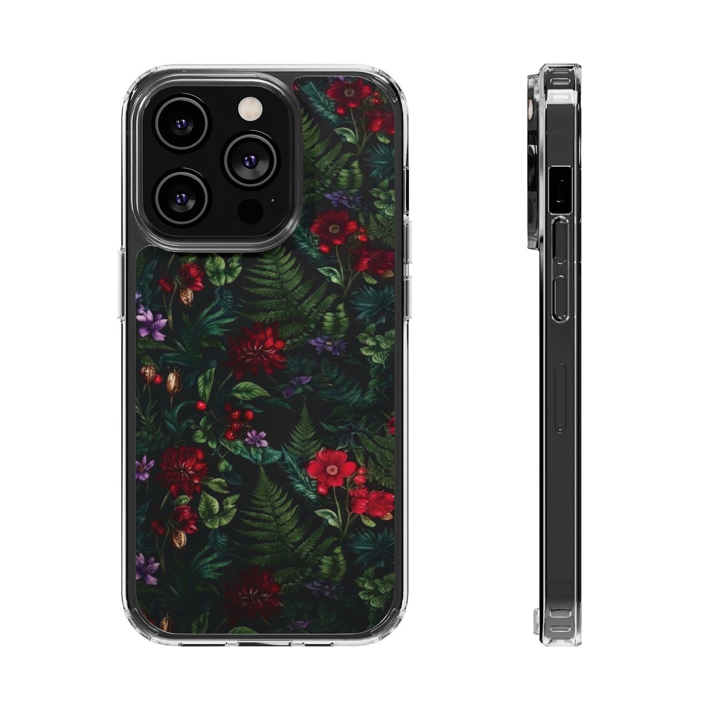 Phone Case — Dark Botanical Clear Magnetic Impact-Resistant Case