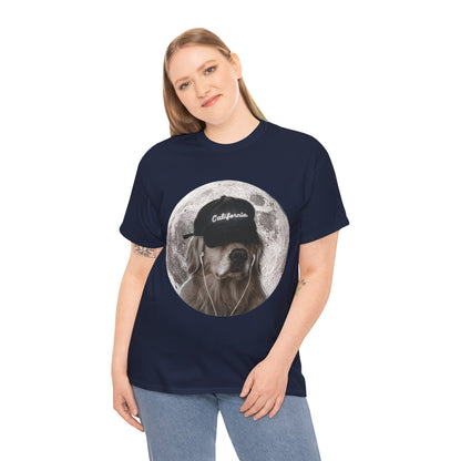 Dog Moon Tee — Golden Retriever Wearing 'California' Cap Graphic T-Shirt