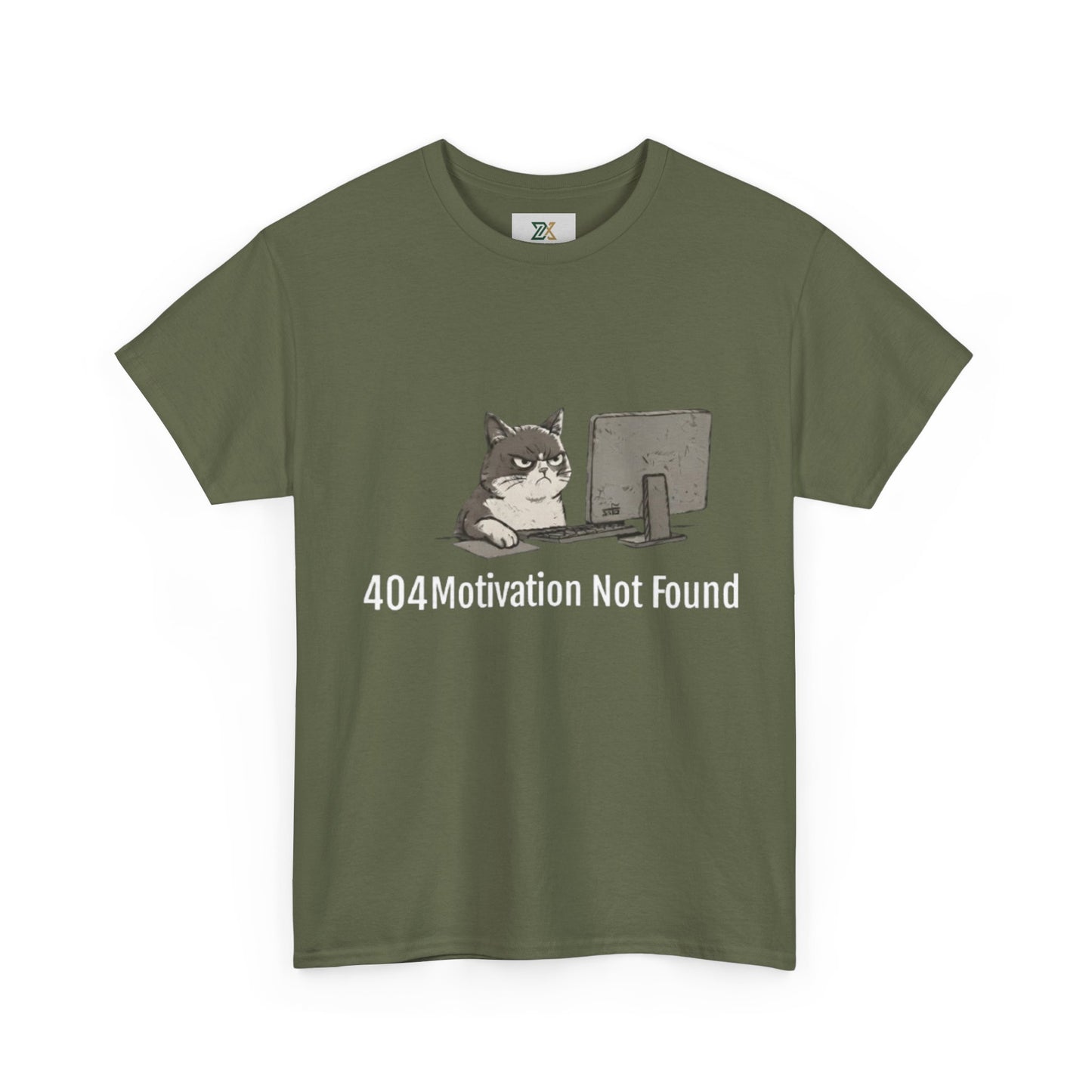 Graphic Tee — "404 Motivation Not Found" Cat Computer Shirt