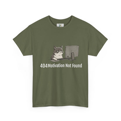 Graphic Tee — "404 Motivation Not Found" Cat Computer Shirt