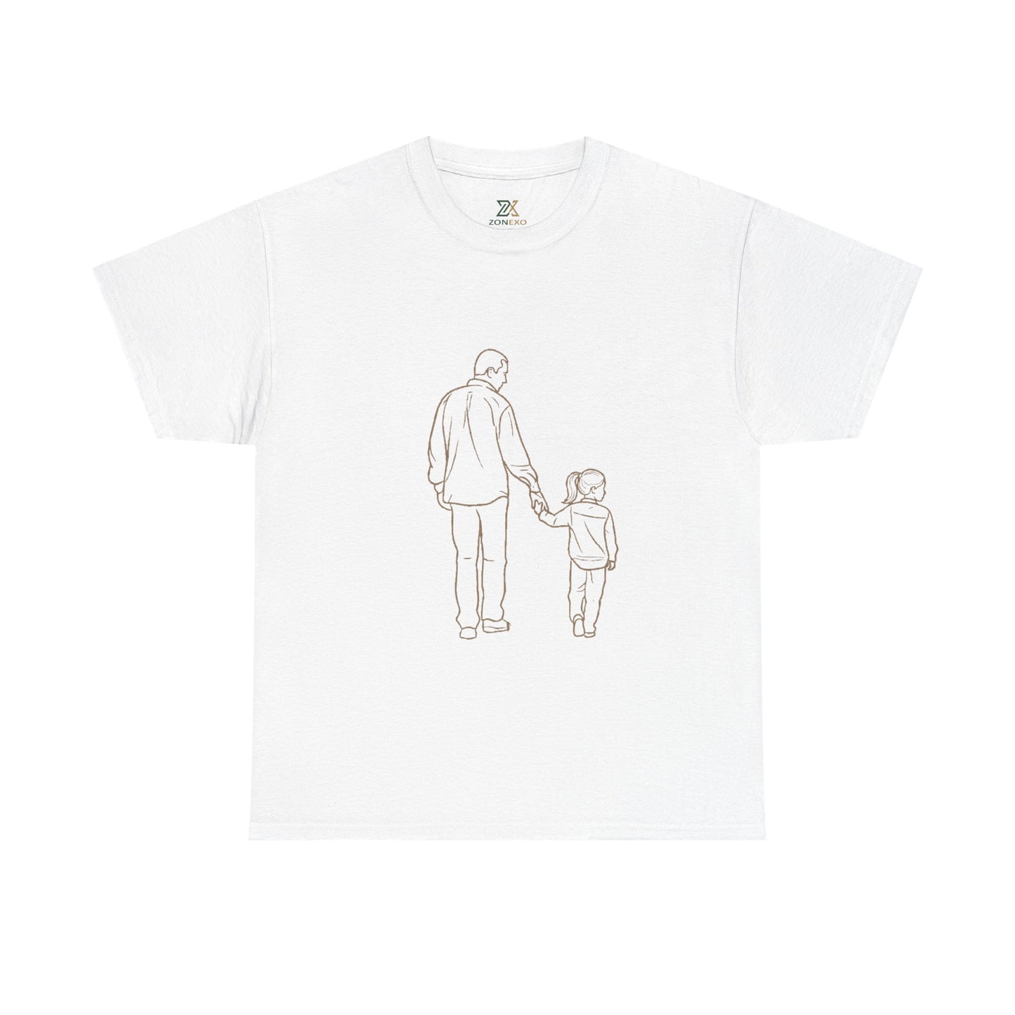 Dad and Girl — Minimal Father & Girl Illustration Tee