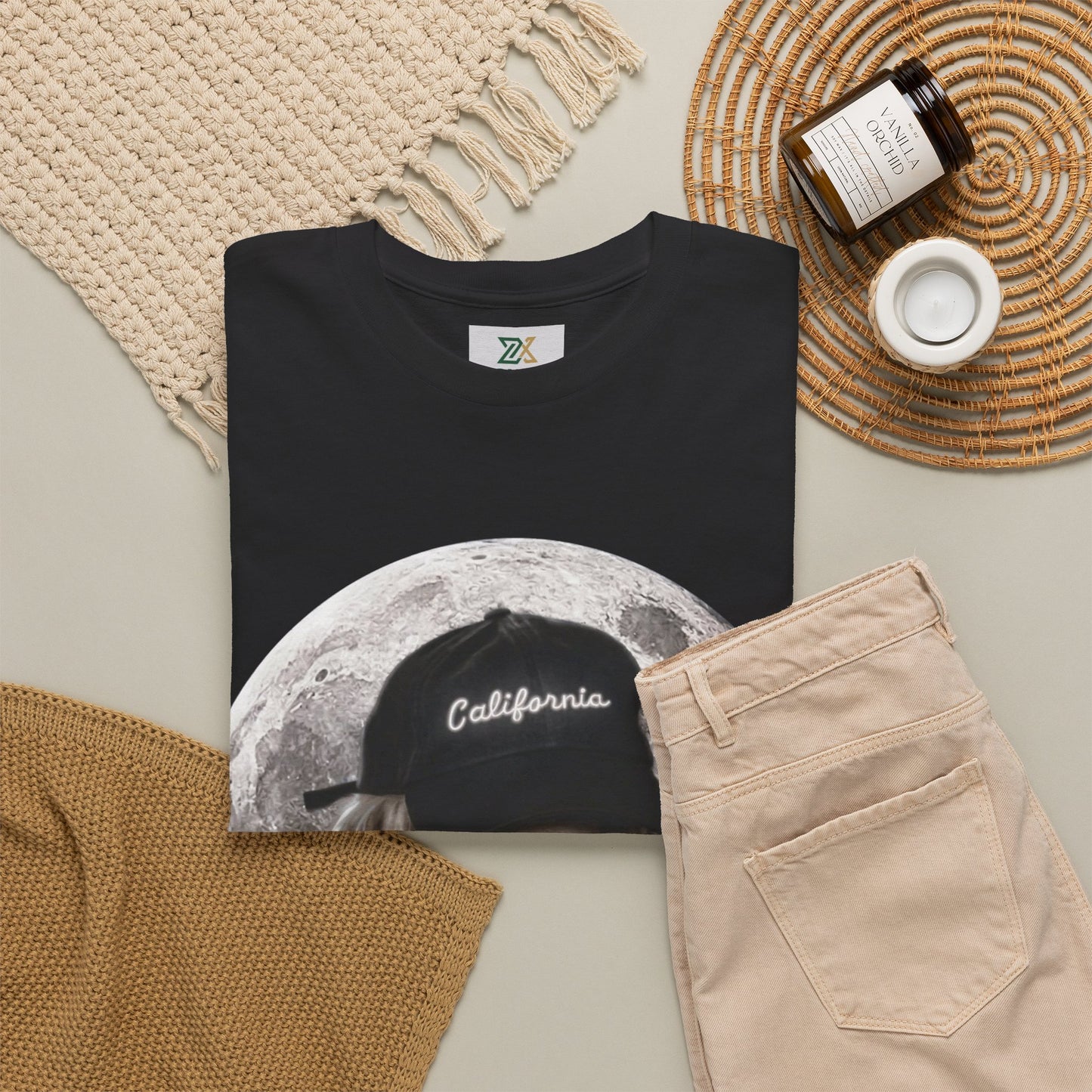 Dog Moon Tee — Golden Retriever Wearing 'California' Cap Graphic T-Shirt