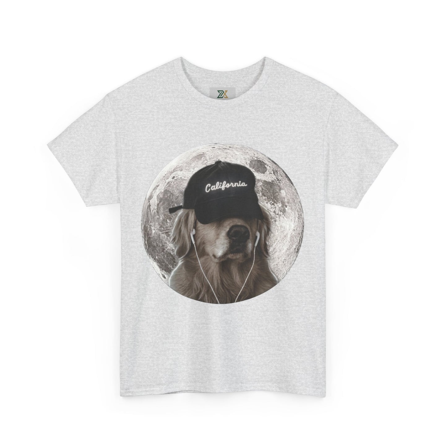 Dog Moon Tee — Golden Retriever Wearing 'California' Cap Graphic T-Shirt