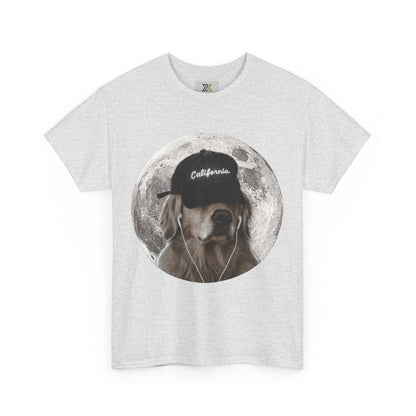 Dog Moon Tee — Golden Retriever Wearing 'California' Cap Graphic T-Shirt