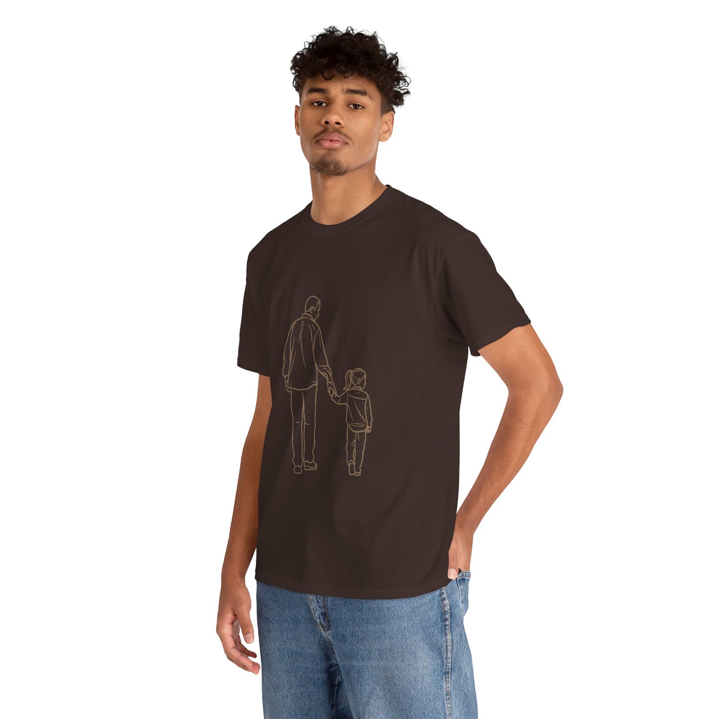 Dad and Girl — Minimal Father & Girl Illustration Tee