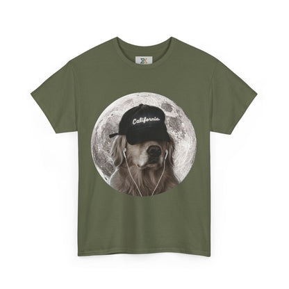 Dog Moon Tee — Golden Retriever Wearing 'California' Cap Graphic T-Shirt
