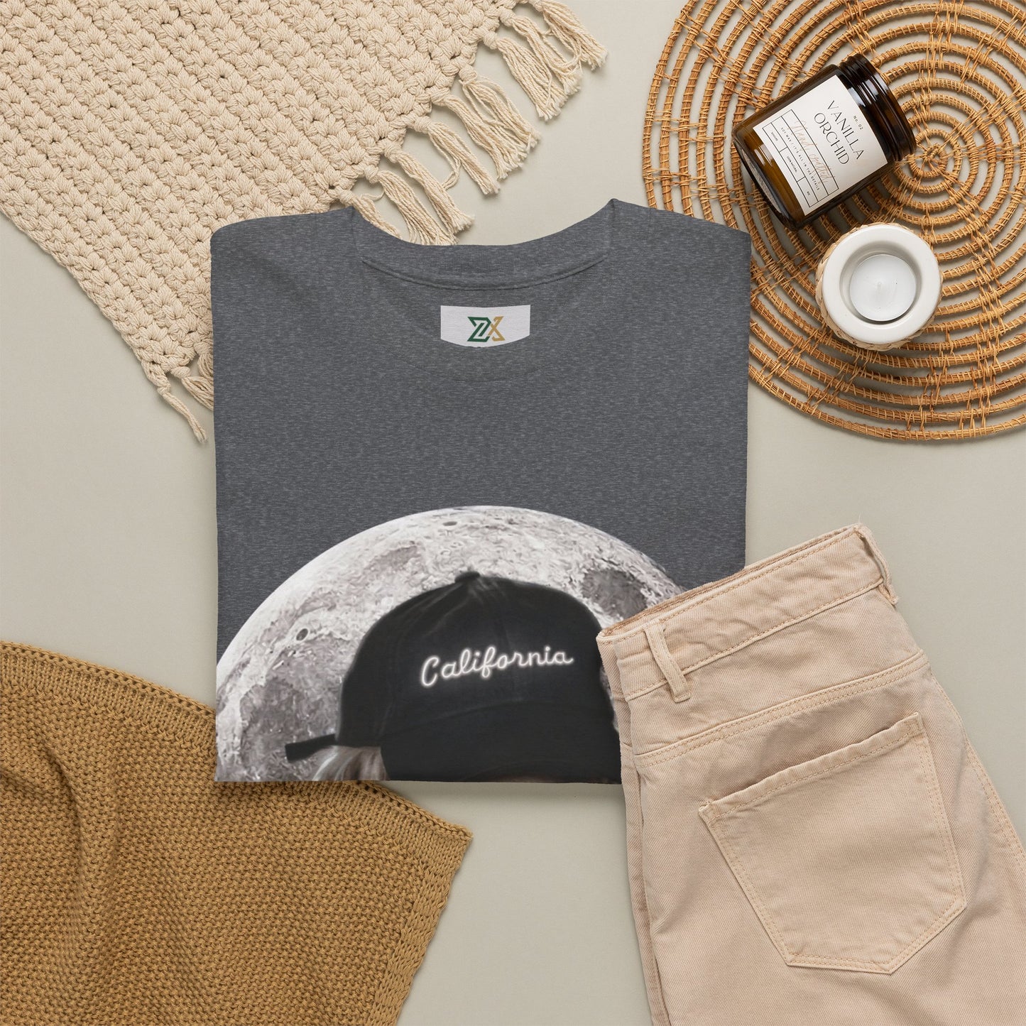 Dog Moon Tee — Golden Retriever Wearing 'California' Cap Graphic T-Shirt