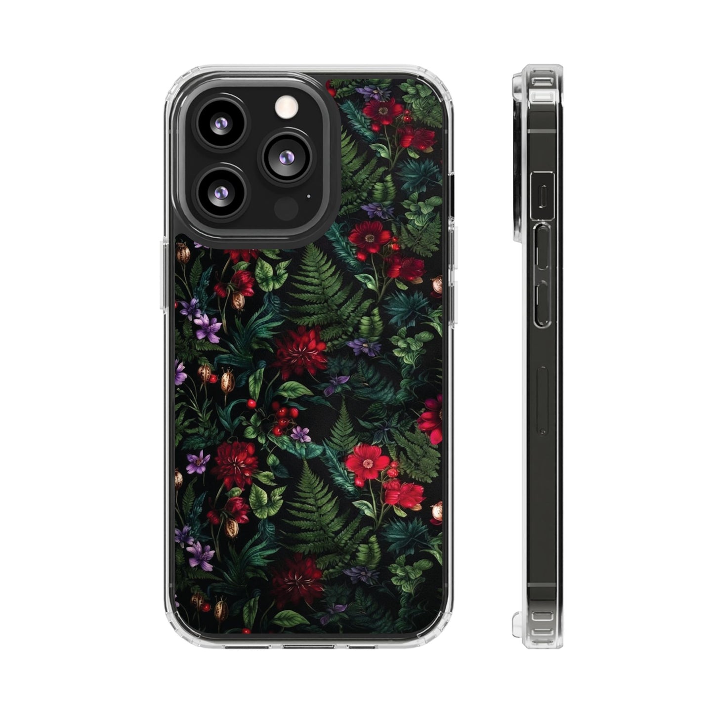 Phone Case — Dark Botanical Clear Magnetic Impact-Resistant Case