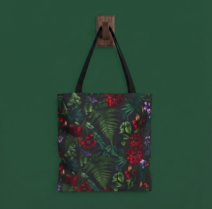 Floral Ferns Tote Bag - Dark